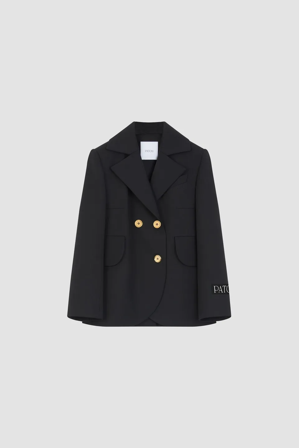 Patou H25JA0350103999B veste tailleur noire ceinture laine