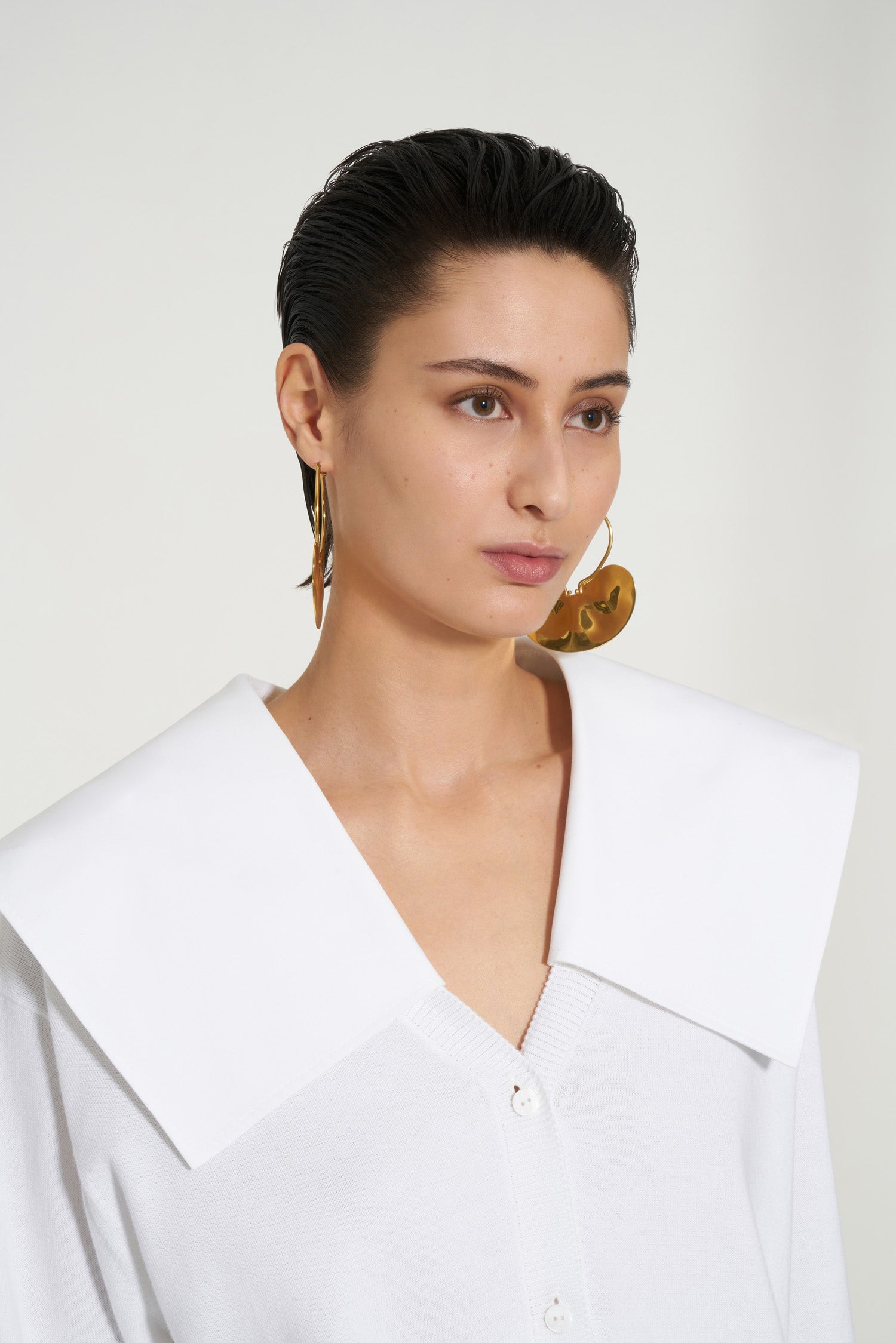 Patou KN071 gilet cardigan coton blanc oversize