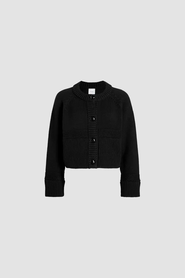 Patou H24KN194 cardigan noir laine cachemire court boutons