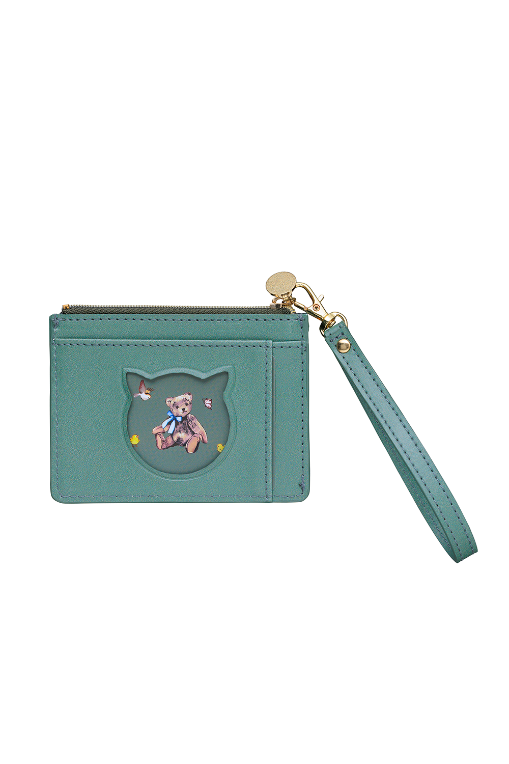 Paul & Joe porte-cartes vert motif oursons