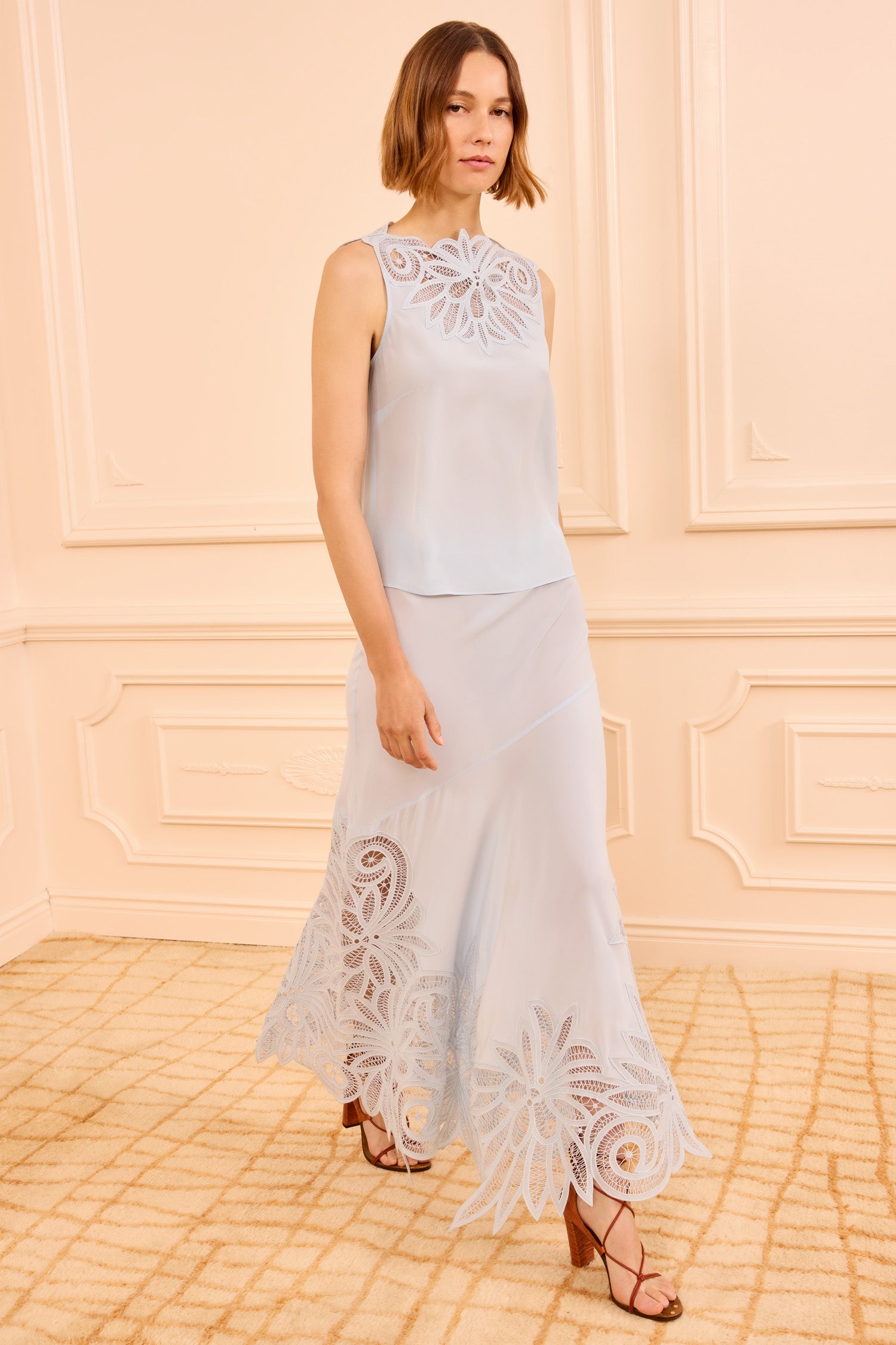 Ulla Johnson Oona Lace jupe soie Adriatic
