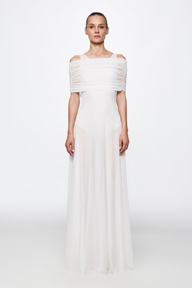 ATU Body Couture robe maxi blanche mesh boléro