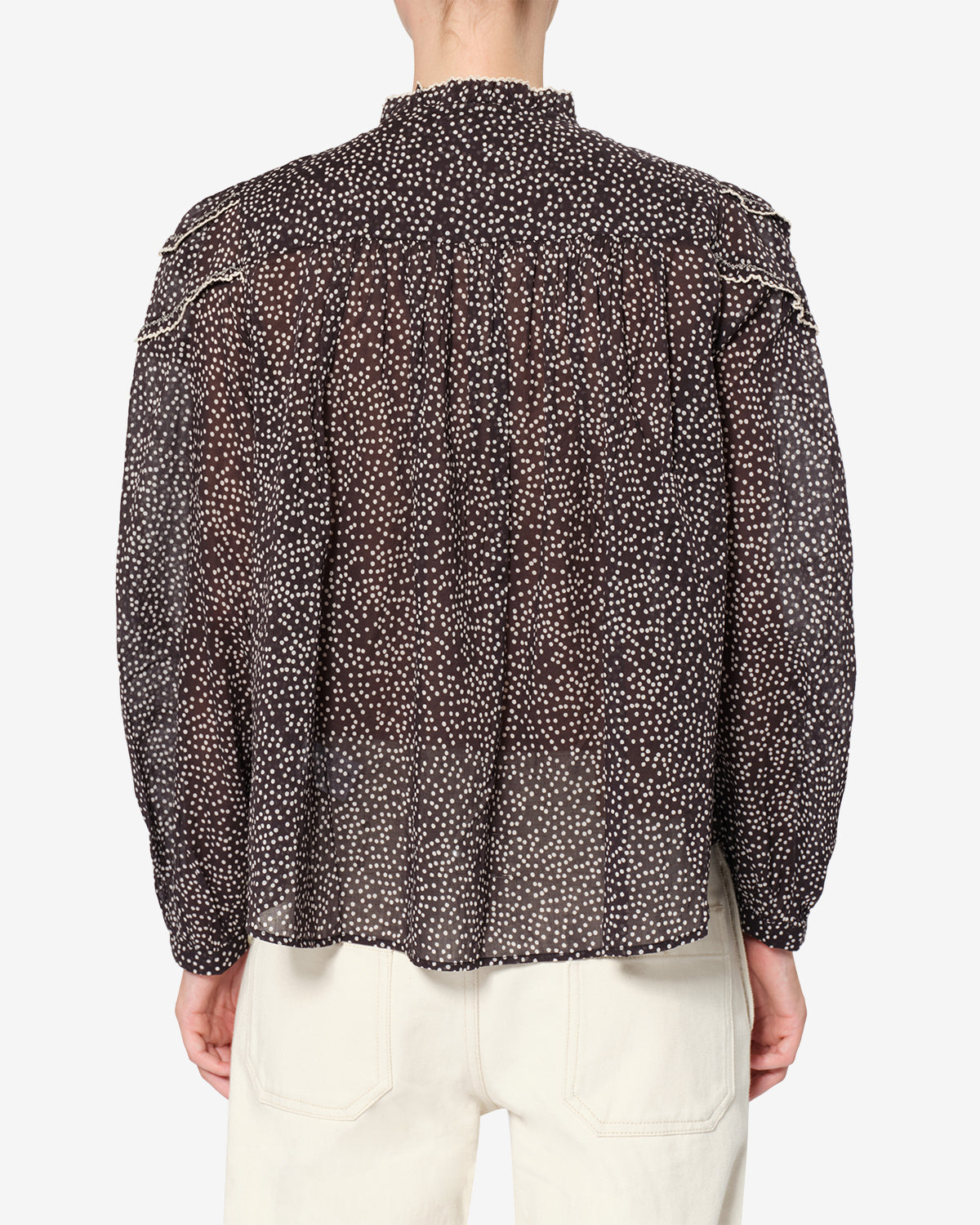 Isabel Marant Christa blouse coton pois noir écru