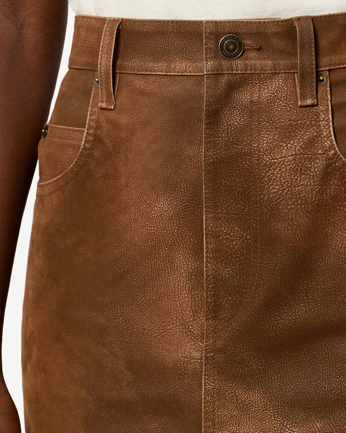 Isabel Marant Bisane jupe droite marron faux suède