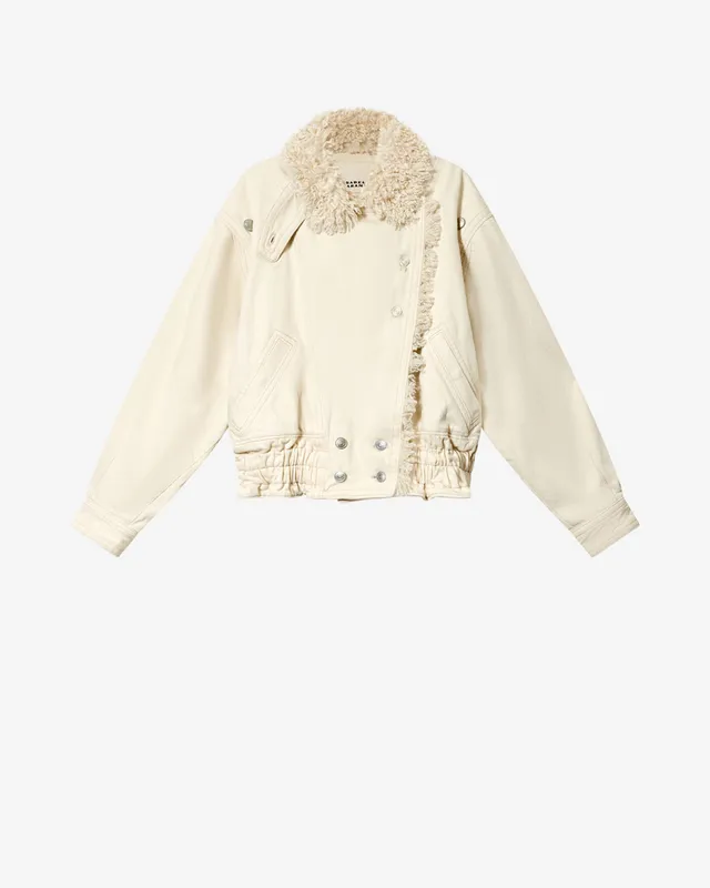 Isabel Marant Valineo veste écru denim col fourrure
