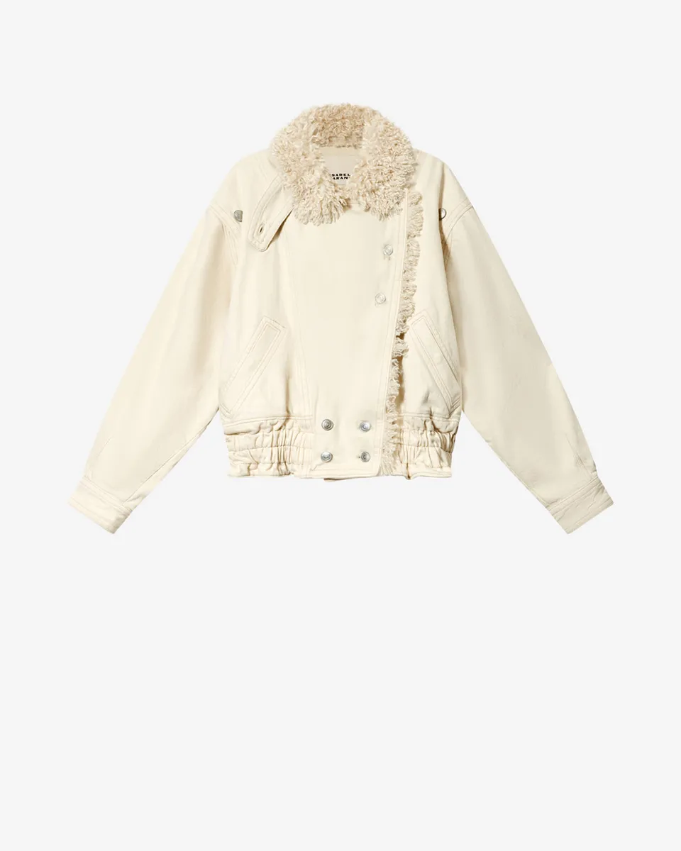 Isabel Marant Valineo veste écru denim col fourrure