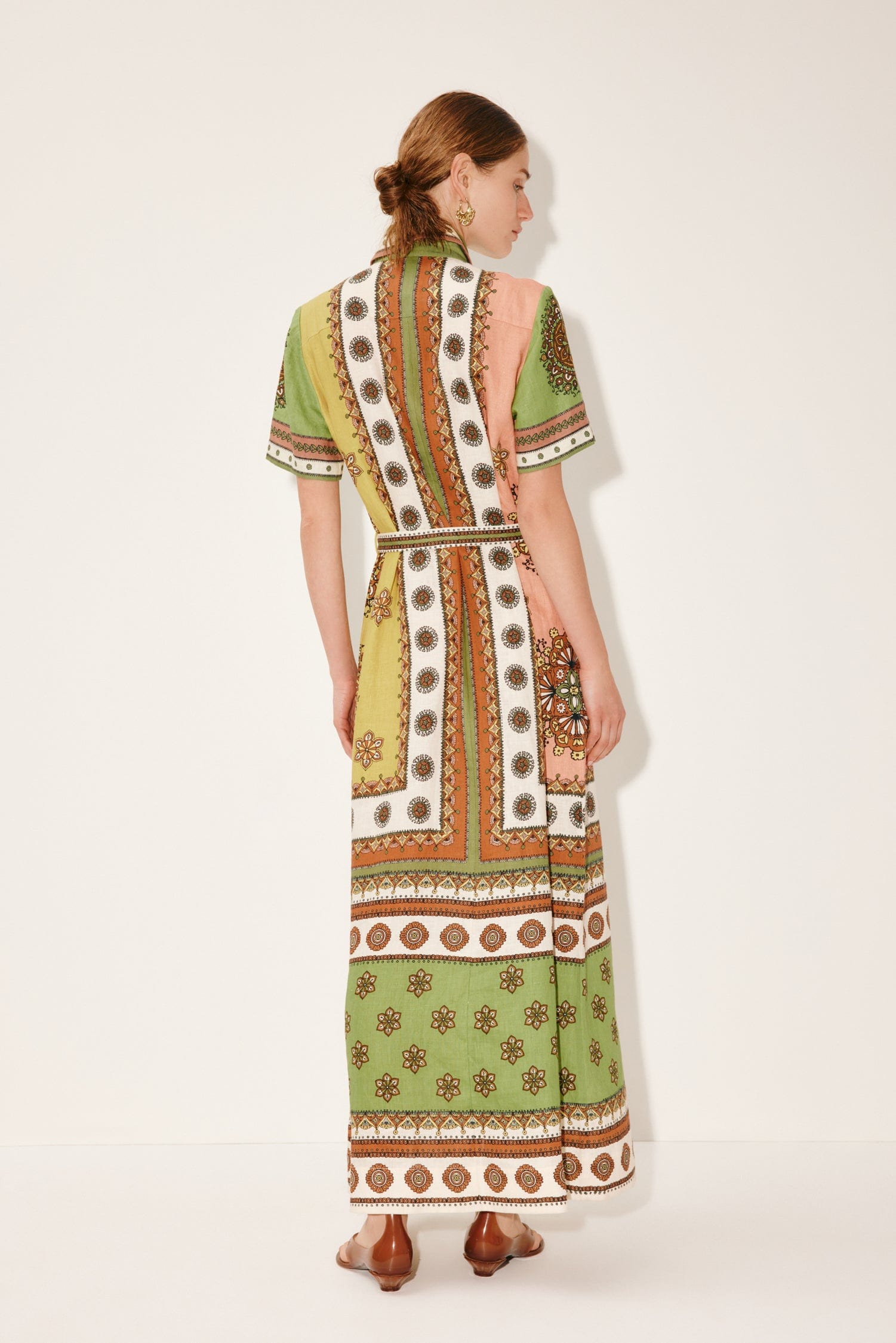 Alemäis Contina robe chemise midi lin géométrique