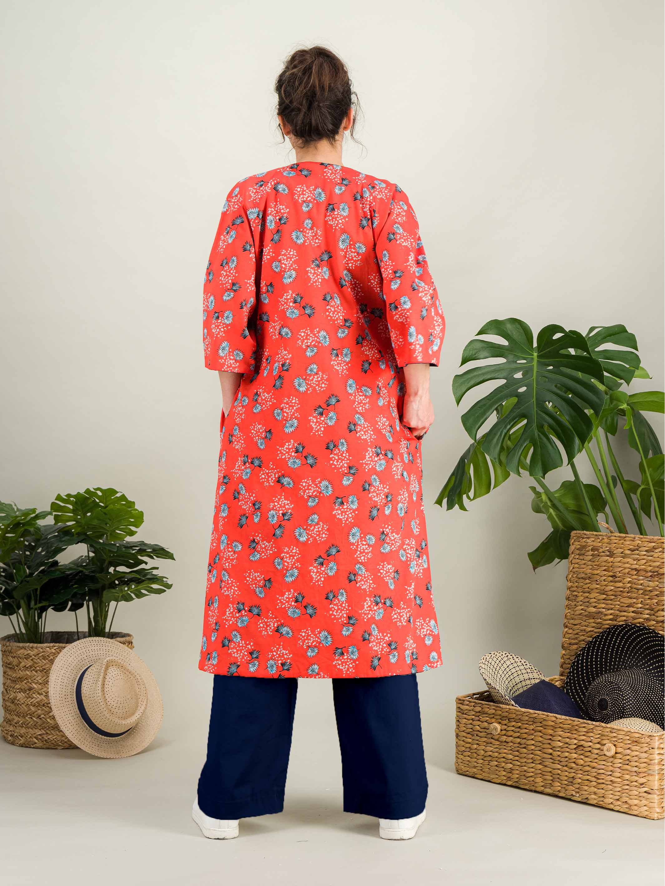 Anahide Saint André Haori veste kimono réversible coton fleuri
