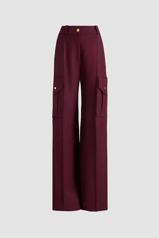 Patou H25TR0550189316R pantalon cargo évasé laine Syrah