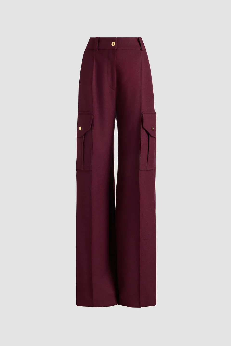 Patou H25TR0550189316R pantalon cargo évasé laine Syrah