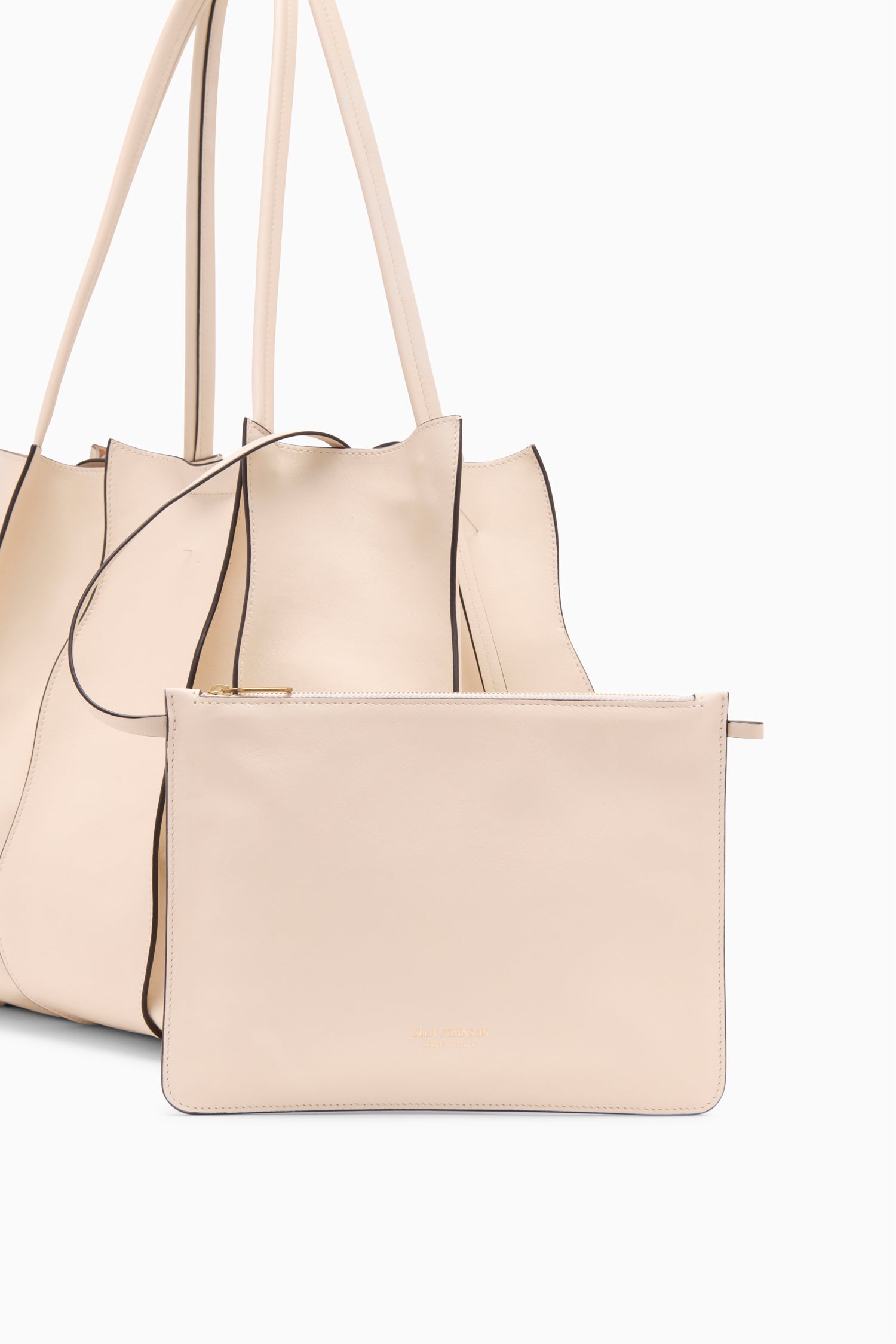 Ulla Johnson Adria Large Tote Cowrie cabas cuir blanc