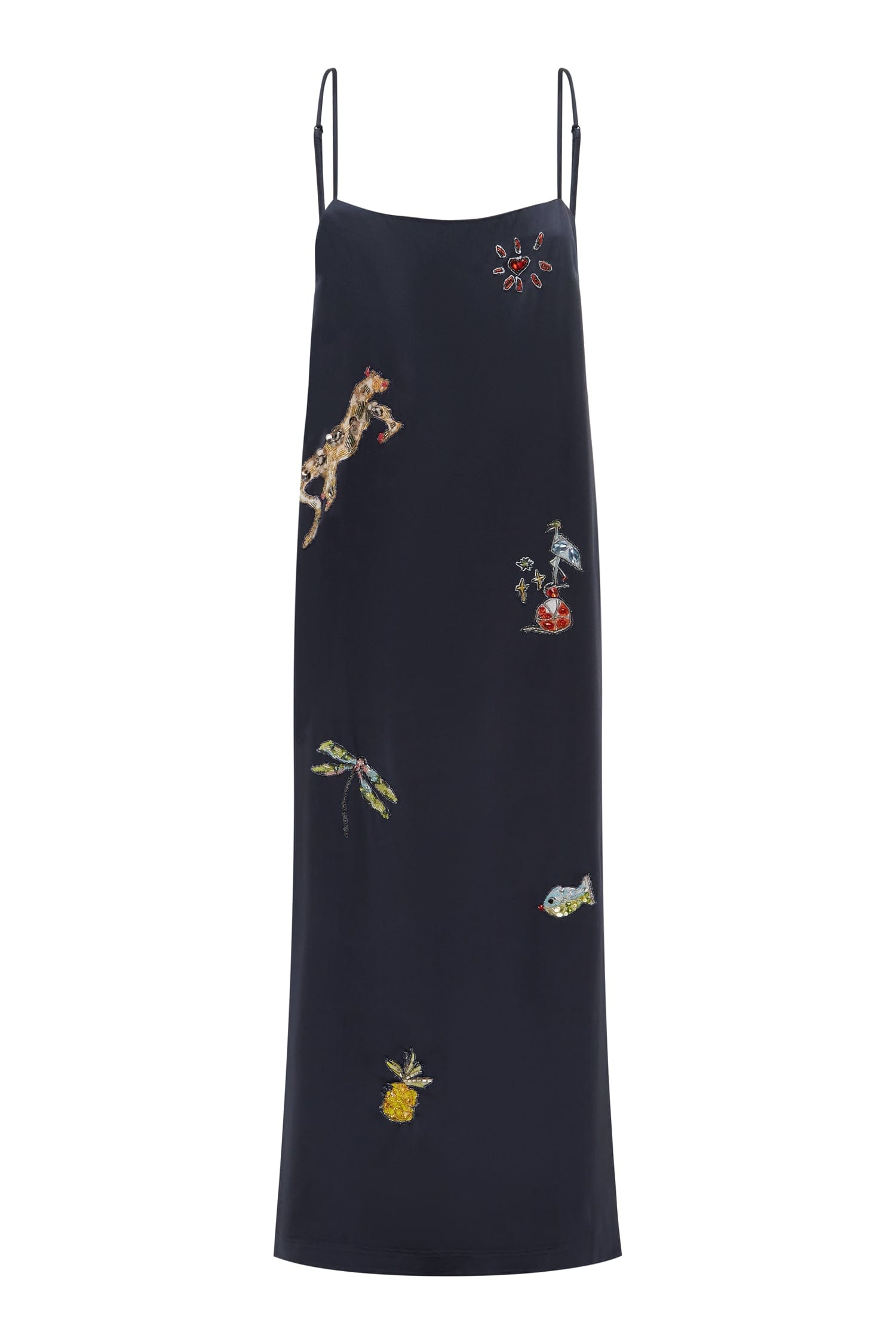 Alemäis Fontaine robe midi satin perles fente