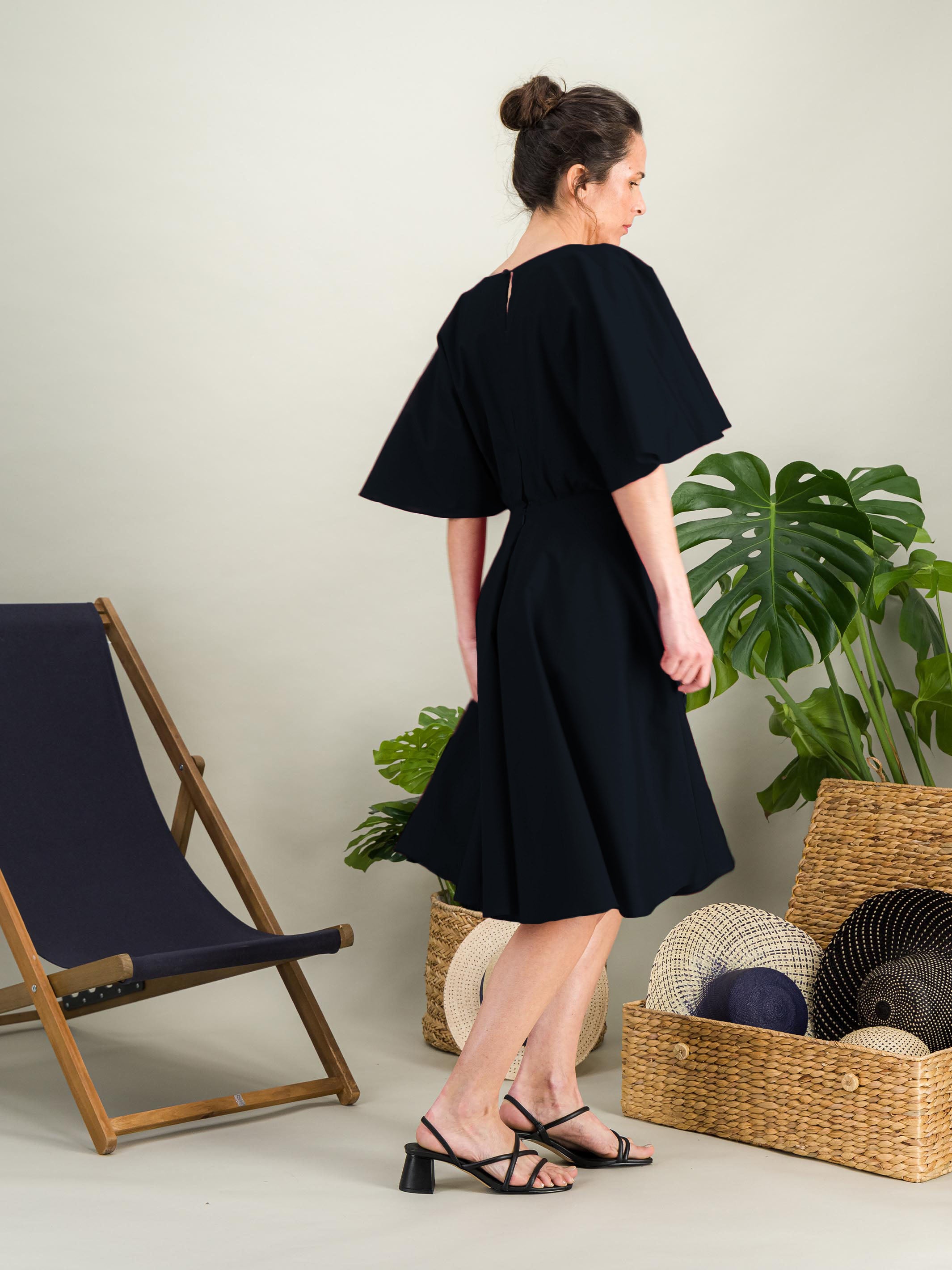 Anahide Saint André Papillon robe coton bleu marine