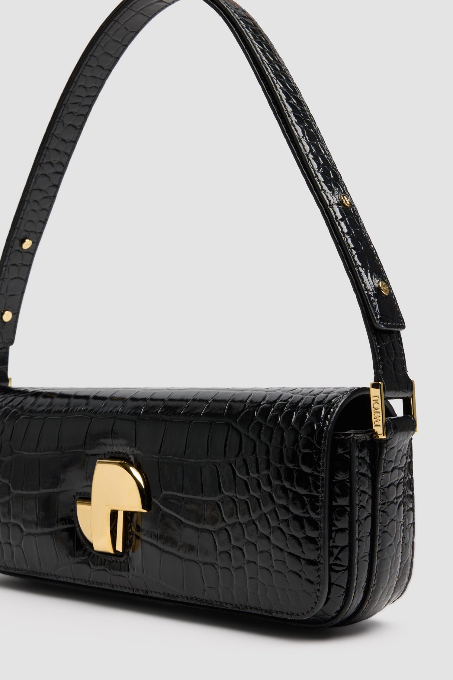 Patou H25BA0205044999B sac cuir croco noir Le Lock
