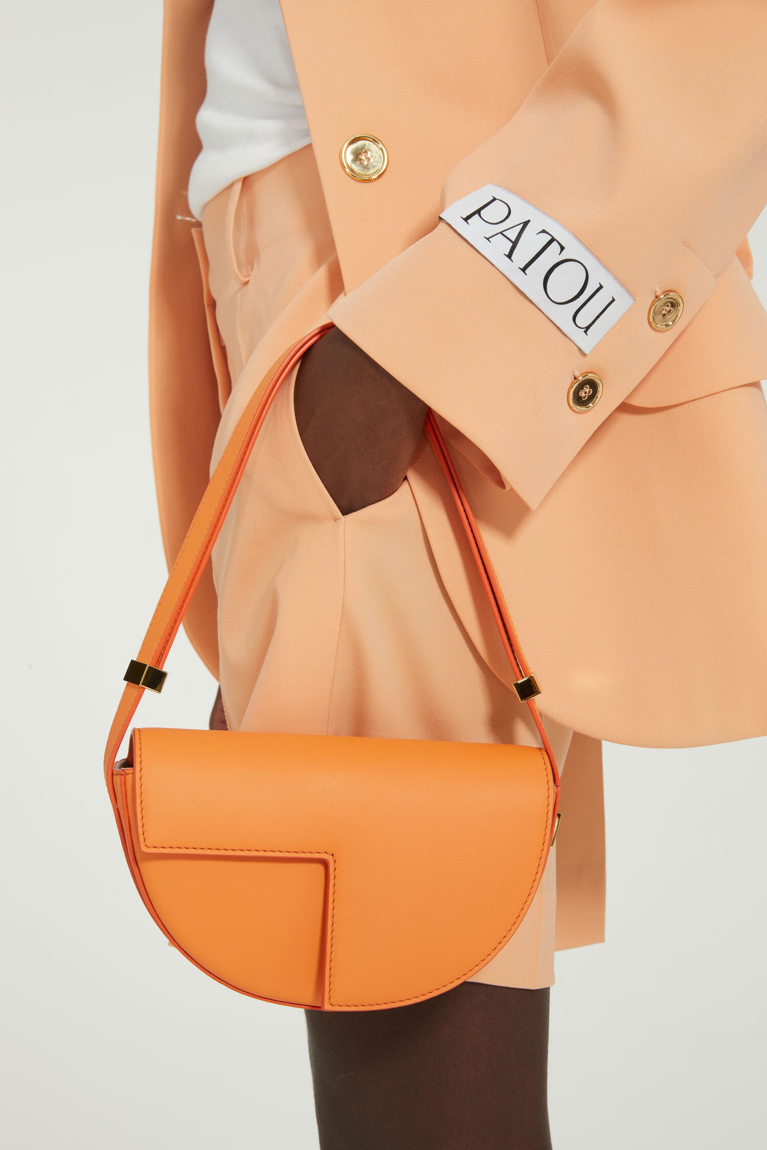 Patou P24JA0350103218O veste tailleur ceinturée orange