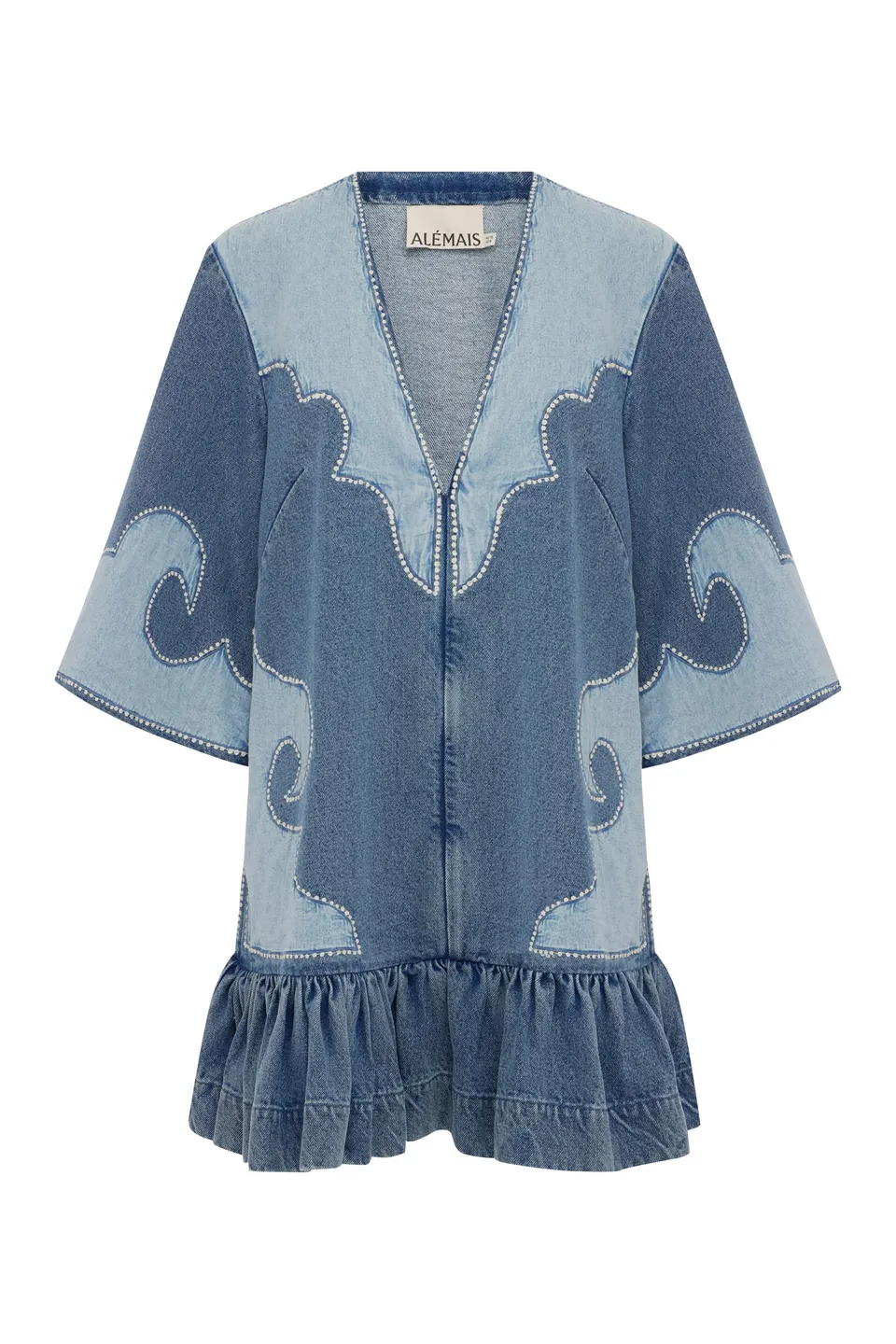 Alemäis Jesse Mini Dress robe jean patchwork