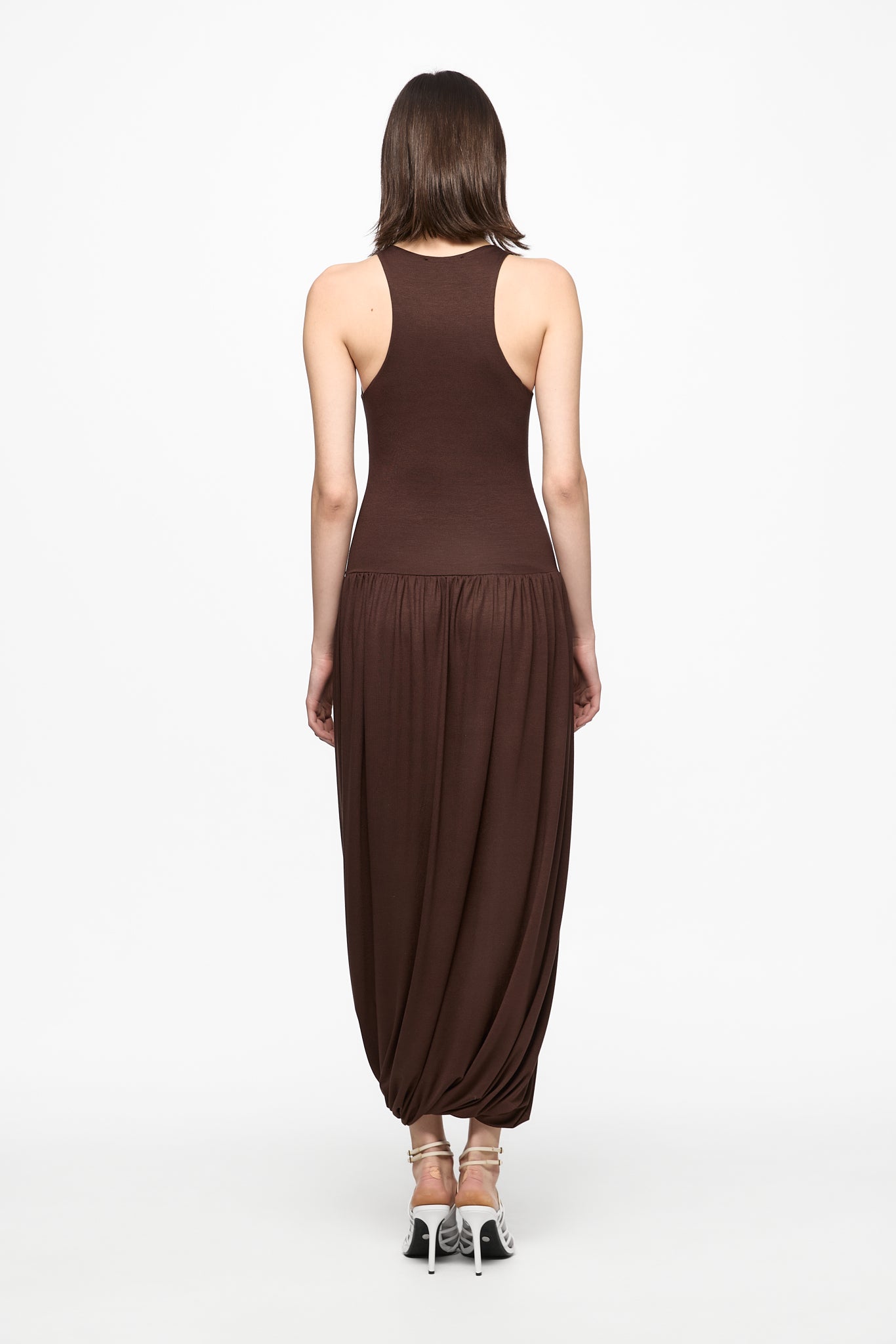 ATU Body Couture Midi Sleeveless midi dress rutched robe marron
