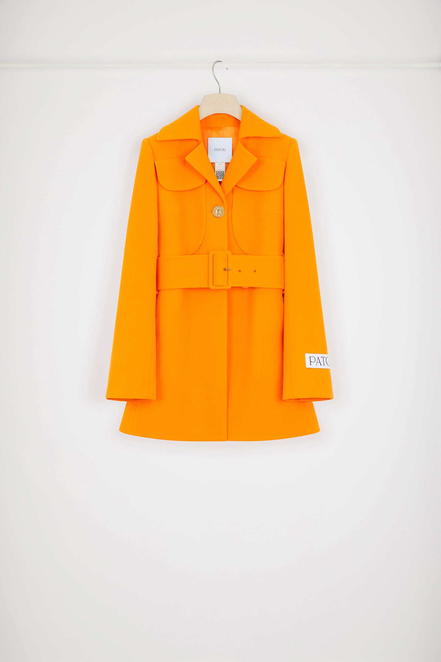 Patou CO020 manteau laine orange ceinture taille 38