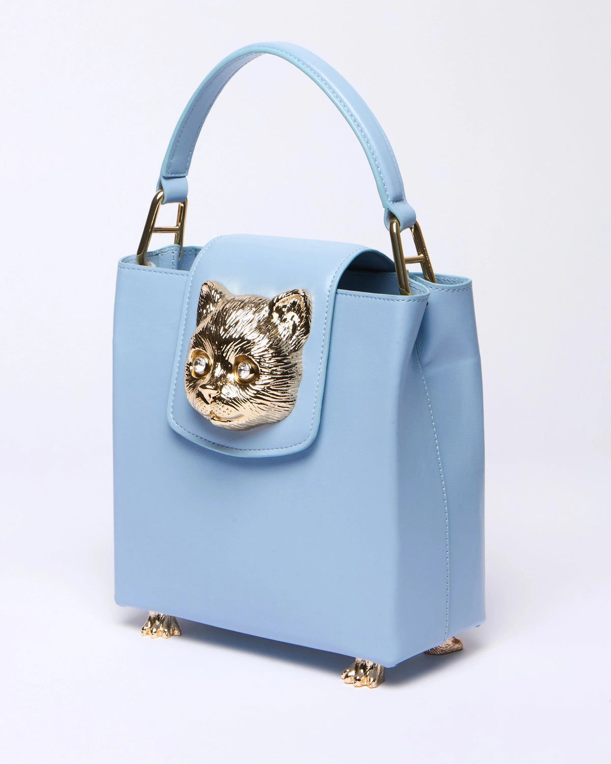 Paul & Joe Charlotte sac cuir bleu tête de chat 17,5 cm