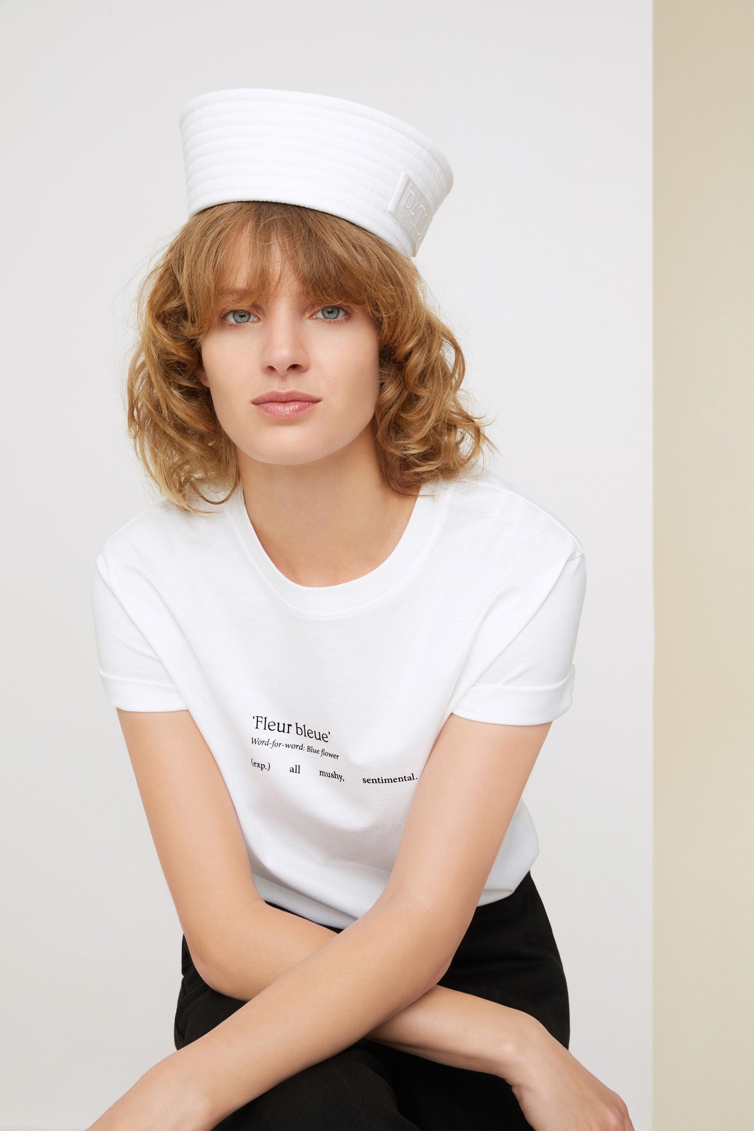 Patou JE0029999005F t-shirt Fleur bleue coton bio blanc
