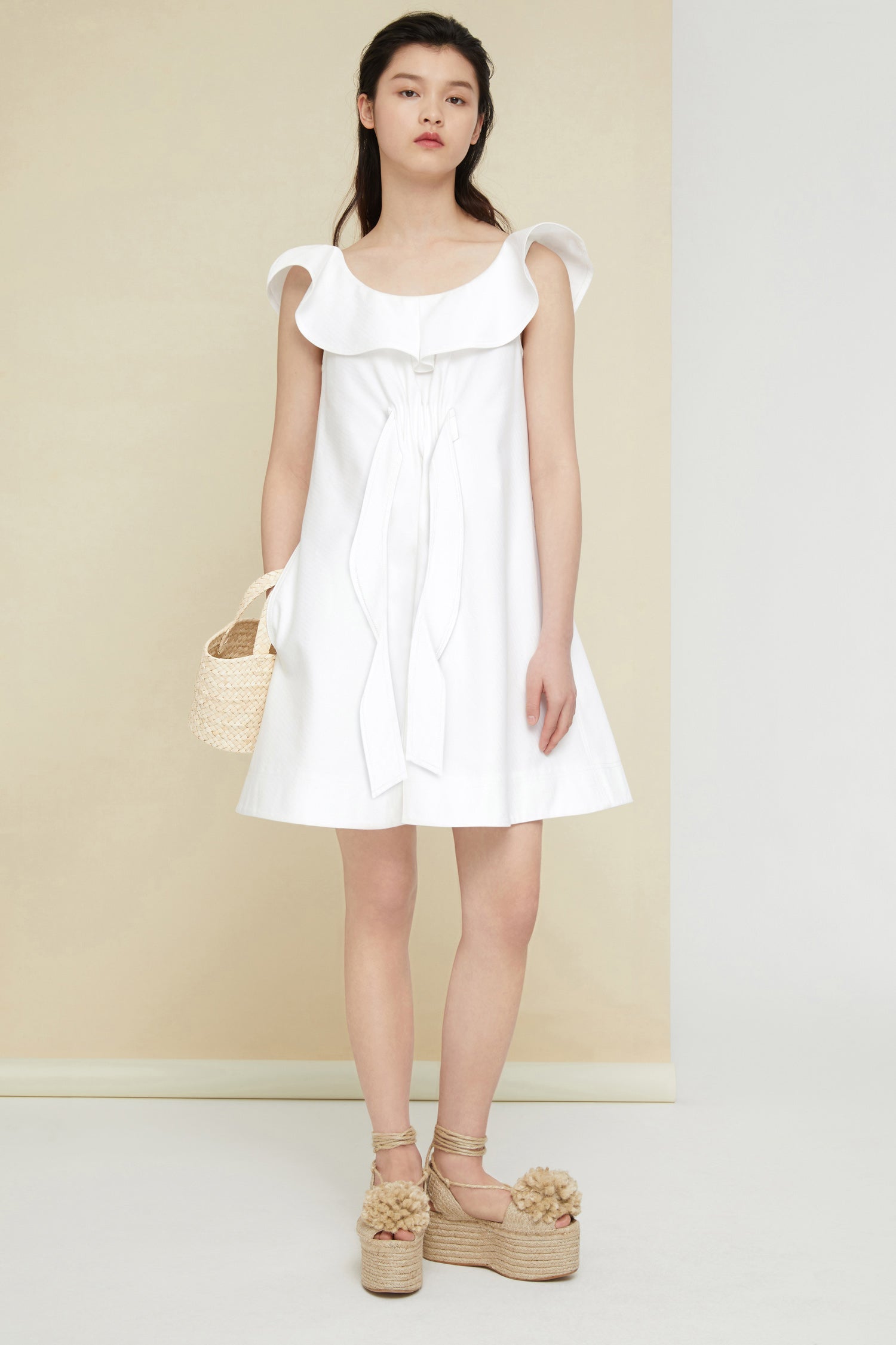 Patou DR046 mini robe coton perle à volants taille 34-42