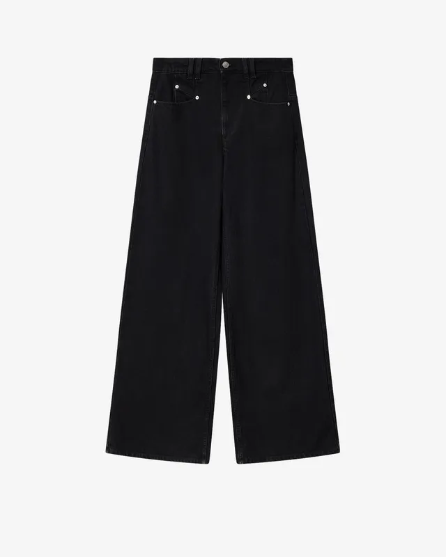 Isabel Marant Lemony jean large noir delave taille haute