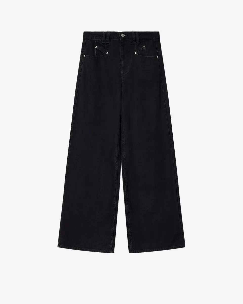 Isabel Marant Lemony jean large noir delave taille haute