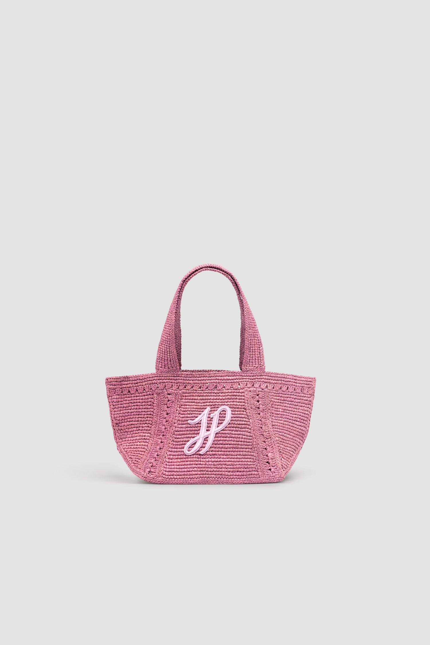 Patou sac cabas trapèze AC093 raphia monogramme rose TU