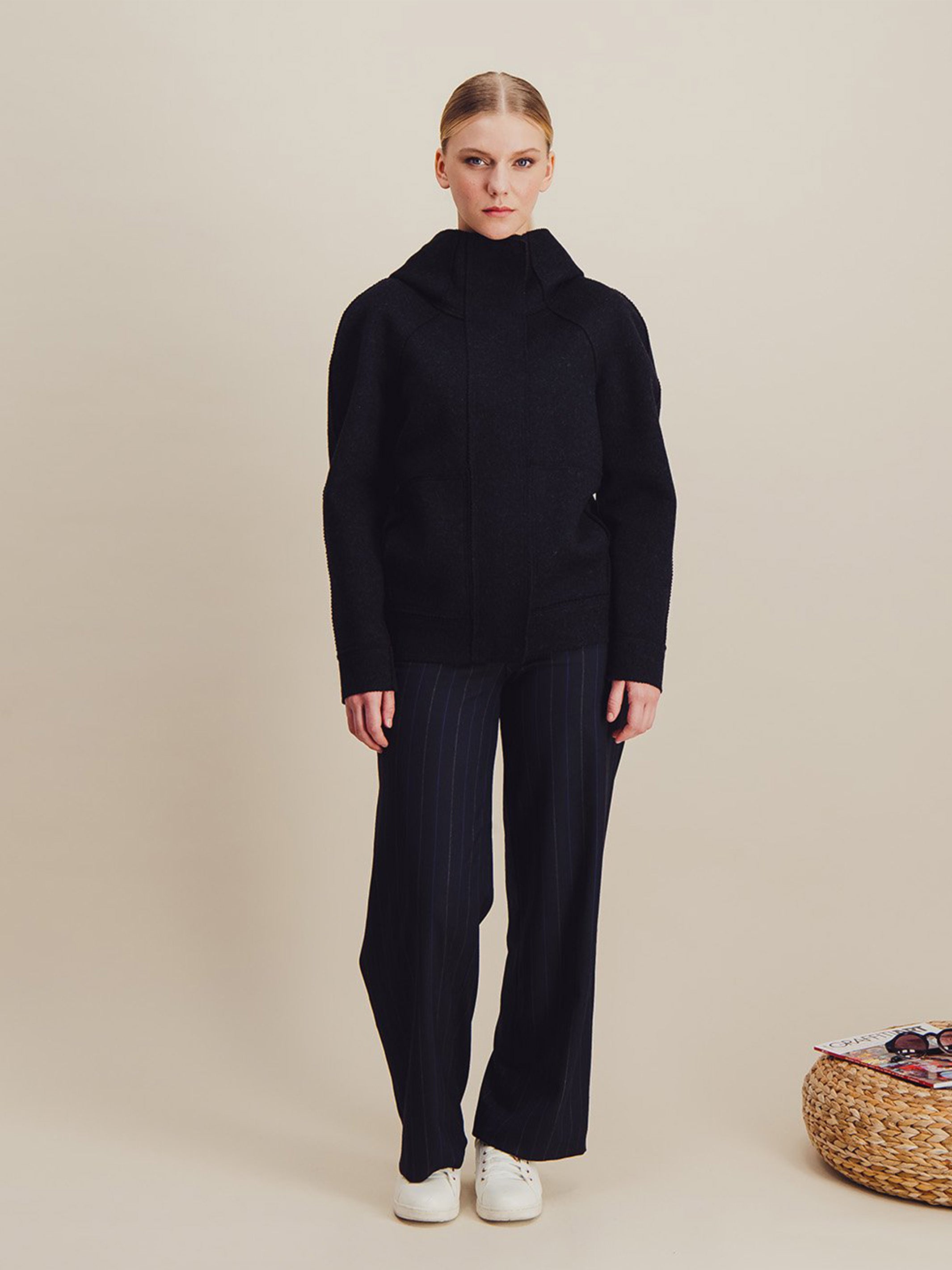 Anahide Saint André Domaru blouson laine réversible prune gris