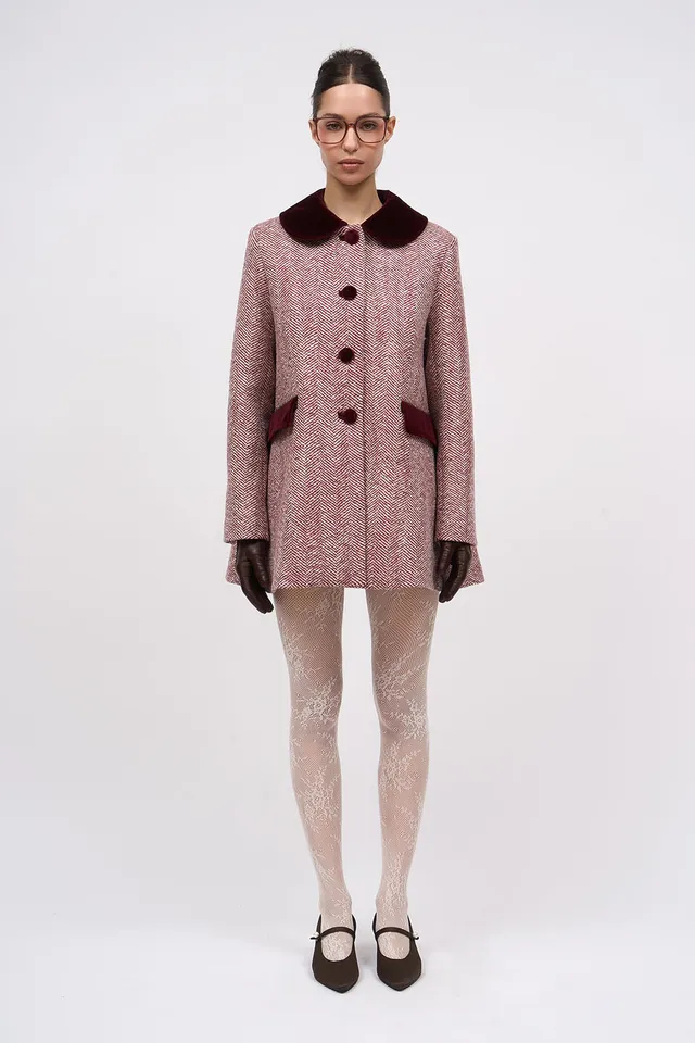 Paul & Joe veste Jocelin chevron laine écru bordeaux 36