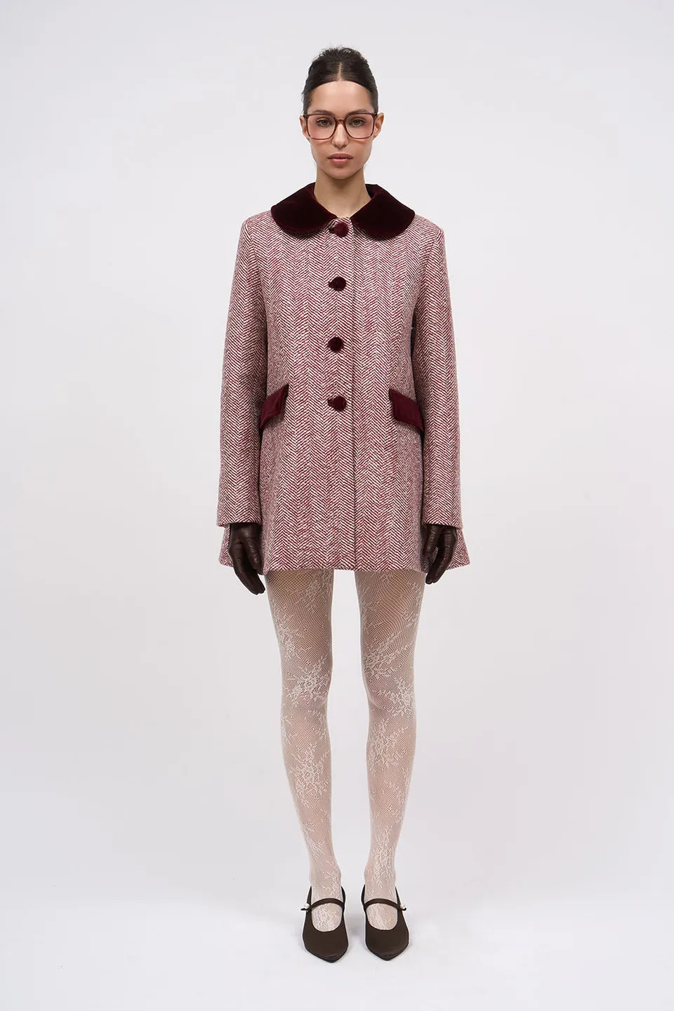 Paul & Joe veste Jocelin chevron laine écru bordeaux 36