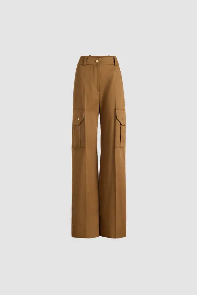 Patou H25TR055 pantalon cargo évasé coton bio Nutmeg