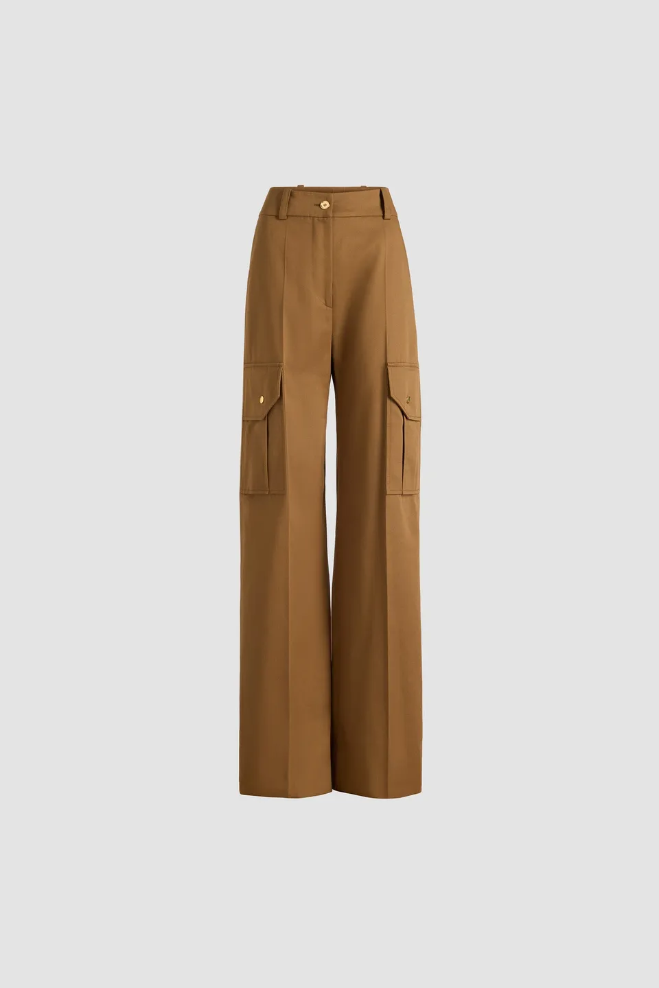 Patou H25TR055 pantalon cargo évasé coton bio Nutmeg