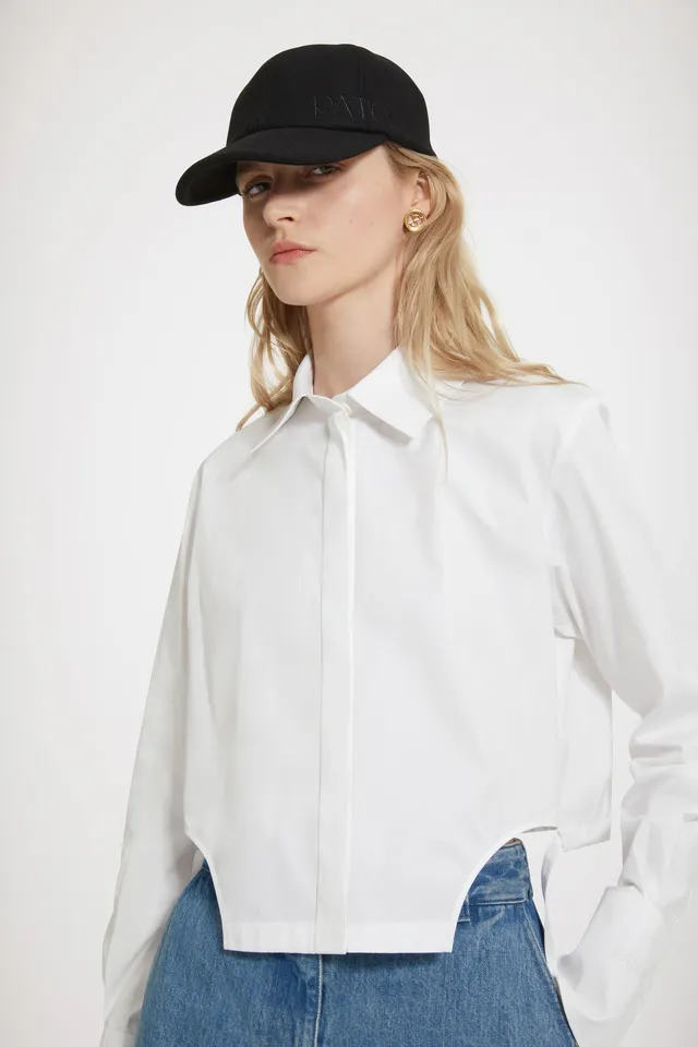 Patou BL026 chemise cropped coton bio blanche 34-44