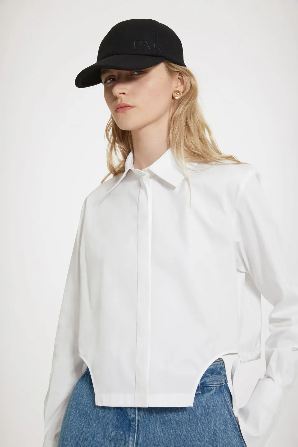 Patou BL026 chemise cropped coton bio blanche 34-44