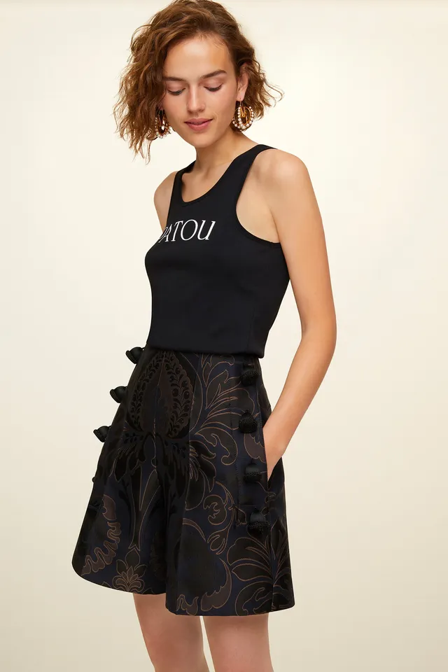 Patou TR004 H20TR00400075006 short marine imprimé laine