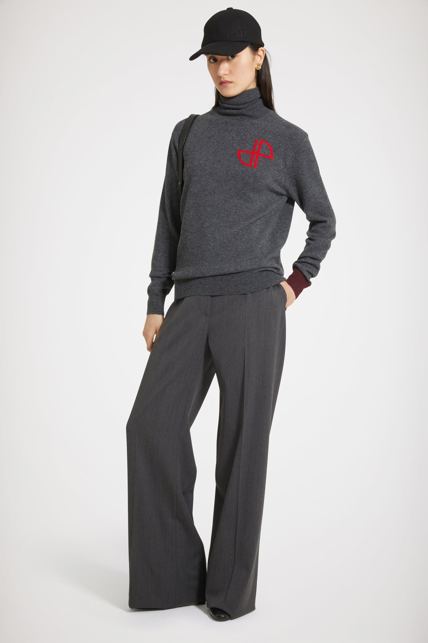 Patou Knitwear pull col roulé JP graphite laine cachemire