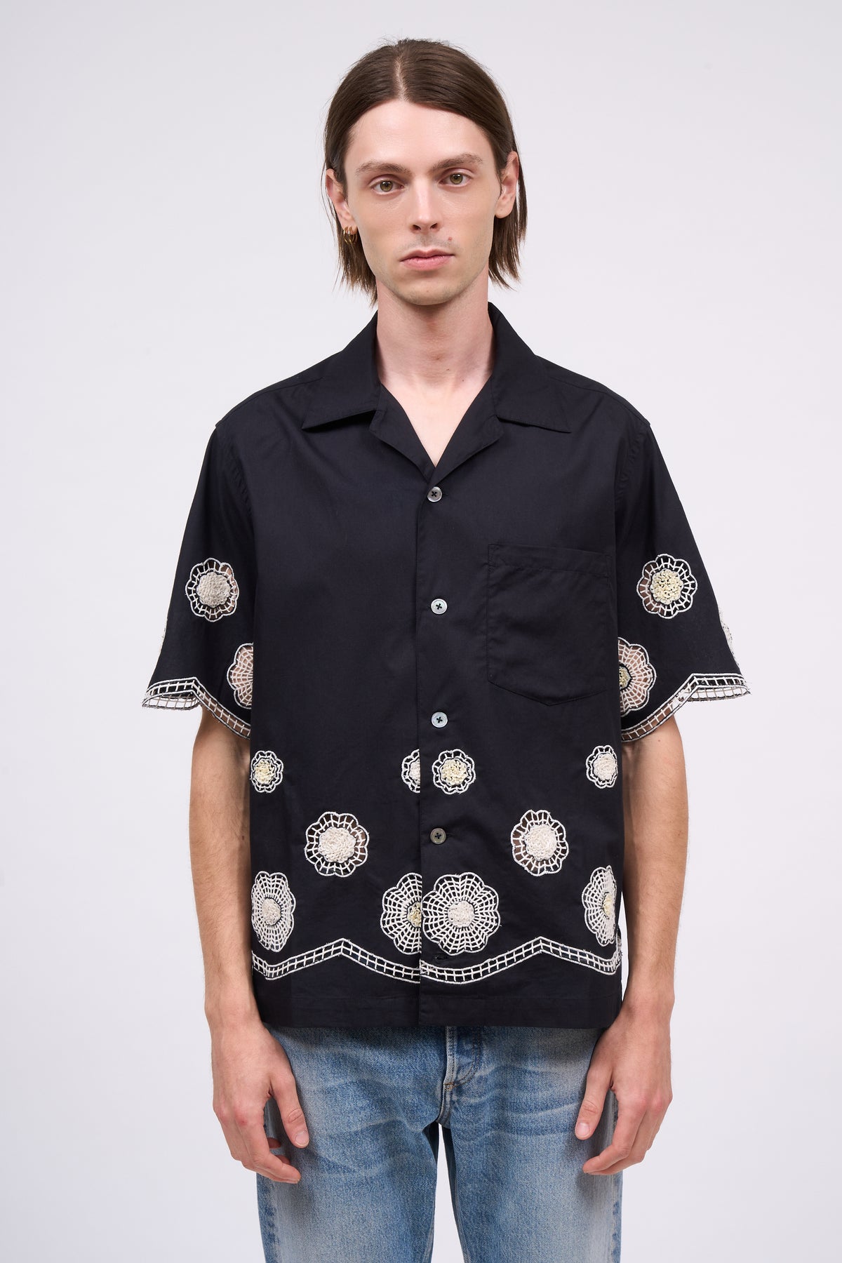 Paul & Joe Phoenix chemise coton brodée main manches courtes