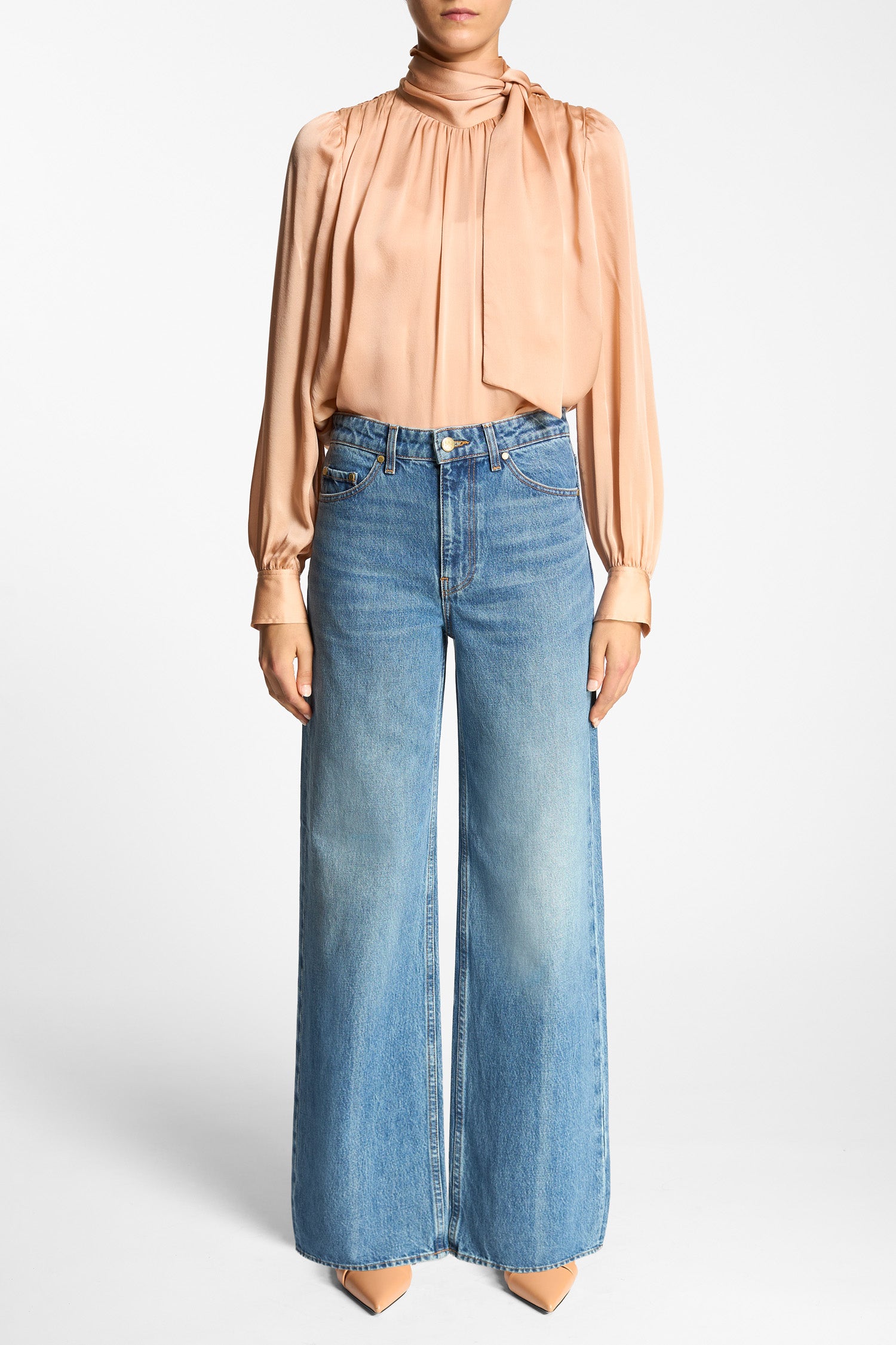Ulla Johnson Denim Willow Jean jean large bleu Danube coton