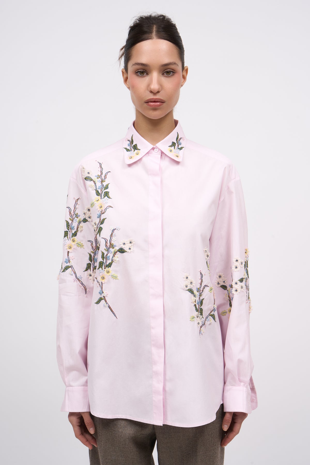 Paul & Joe Flora chemise popeline coton broderie 3D