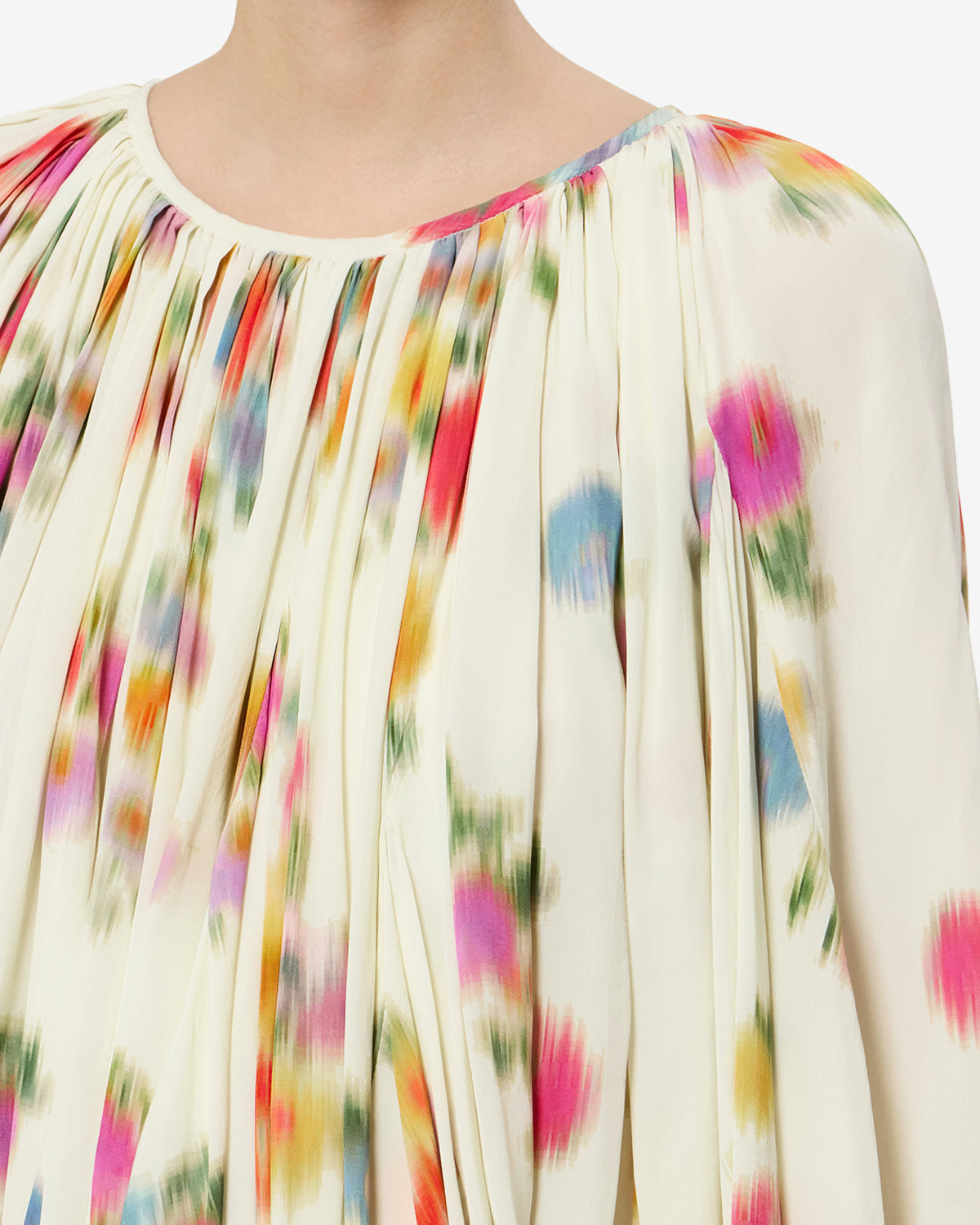 Isabel Marant Lara blouse imprime fleuri ecru manches courtes