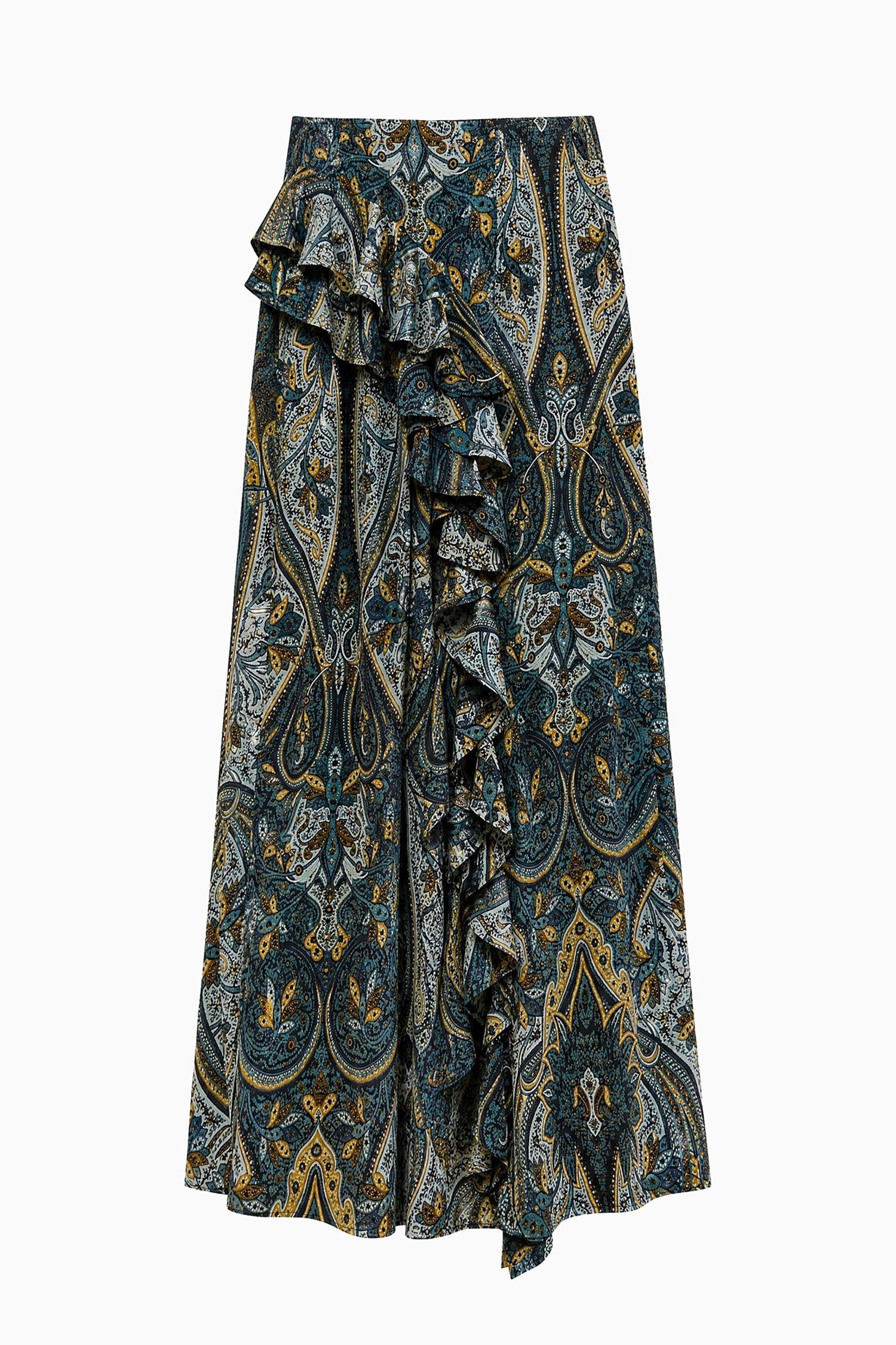 Ulla Johnson Riele FA260322 jupe soie Prussian volants