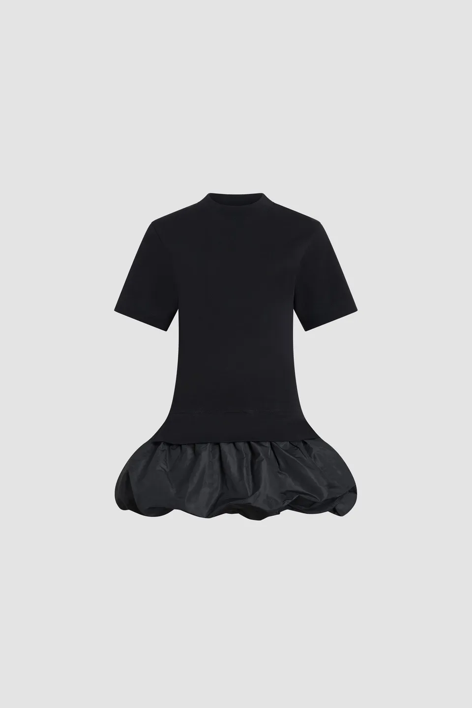 Patou robe faille coton bio noir manches courtes