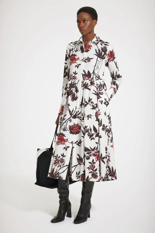 Patou DR126 robe chemise midi Indian Winter coton bio