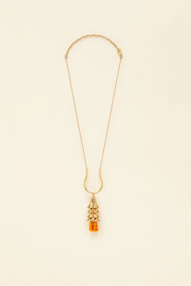 Patou A21JW068 collier pendentif Orange laiton perles