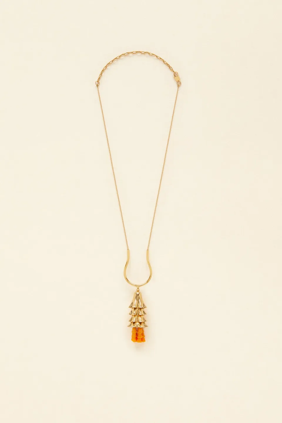 Patou A21JW068 collier pendentif Orange laiton perles