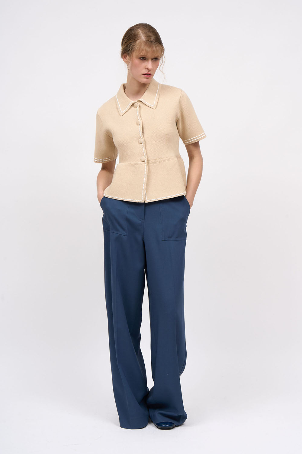 PAUL & JOE Mailles cardigan Fanfan Milano coton surpiqûres