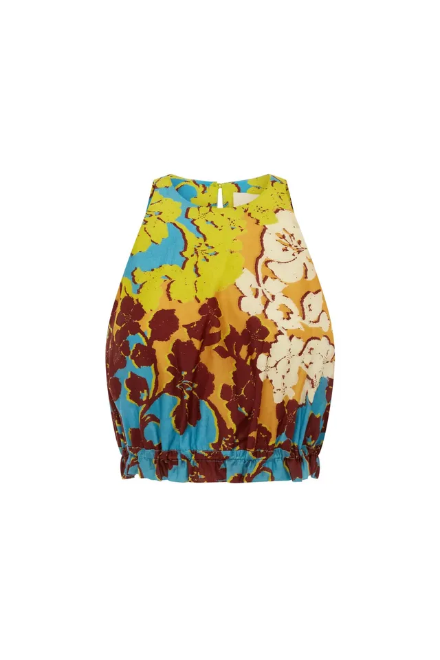 Alemaïs Splice Crop Top top coton soie fleuri