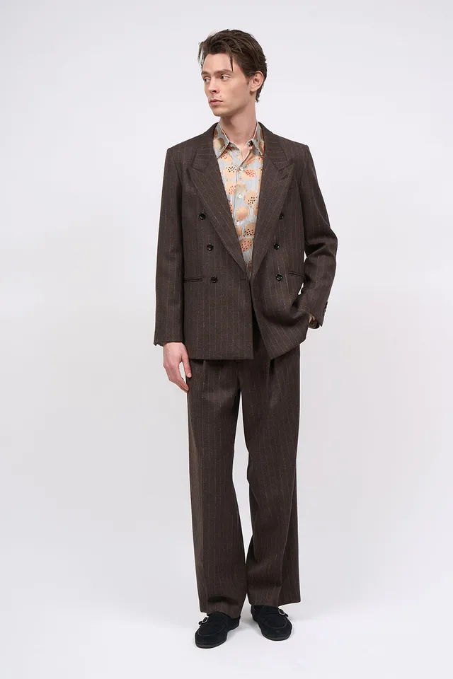 Paul & Joe Raphaël pantalon plis twill laine rayée