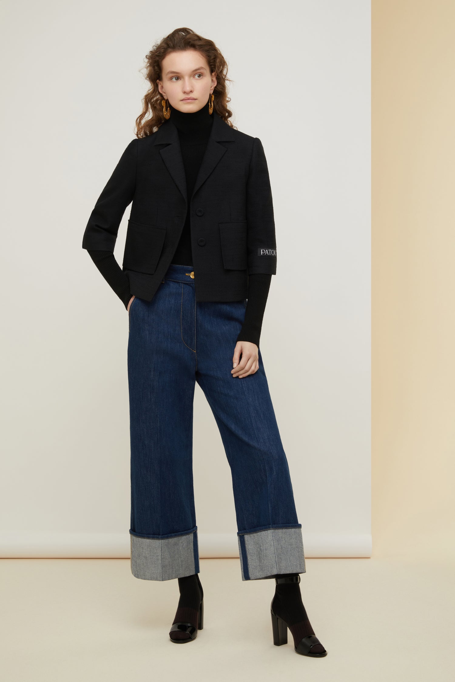 Patou JA018 veste tweed bio noire Black coupe box